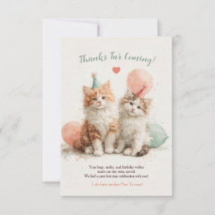 Carte De Remerciements Kitty Anniversaire Chat Mignon Kit De Aquarelle