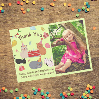 Carte De Remerciements Kitty Cats Birthday Party Photo Thank You Card