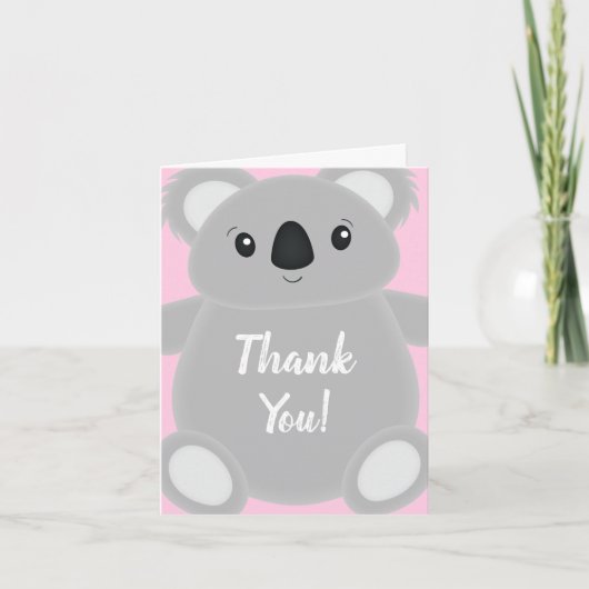 Carte De Remerciements Koala Baby shower fille (Devant)