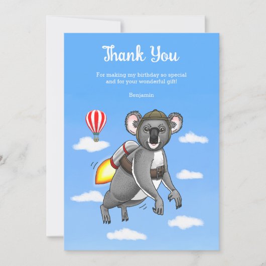 Carte De Remerciements Koala Fusée Merveilleux (Devant)