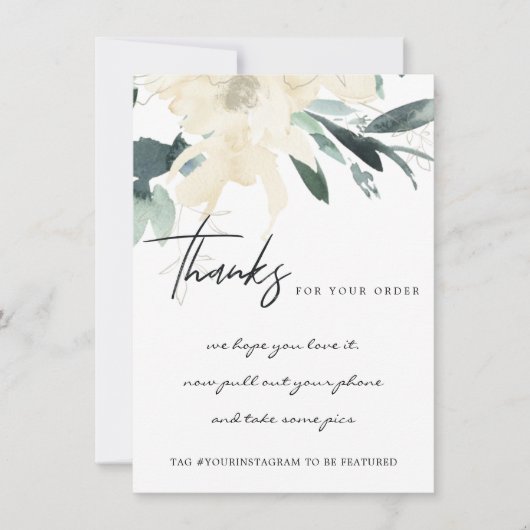 CARTE DE REMERCIEMENTS KRAFT IVORY LOGO D'ENTREPRISE FLORALE BLANC FLORAL (Devant)