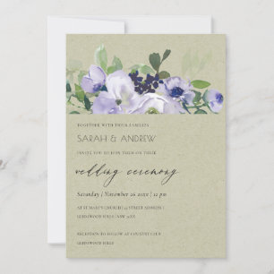 Carte De Remerciements Kraft Violet Violet Floral Mariage Feuilleté Invit
