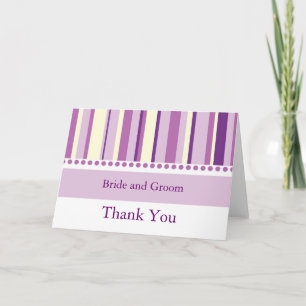 Carte De Remerciements KRW Purple Stripe Thank You Wedding Card