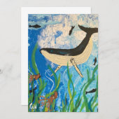 CARTE DE REMERCIEMENTS LA BALEINE À L'HUMPBACK (Devant / Derrière)