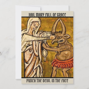 Carte De Remerciements La bienheureuse Vierge Marie Punch le diable au vi