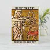 Carte De Remerciements La bienheureuse Vierge Marie Punch le diable au vi (Debout devant)