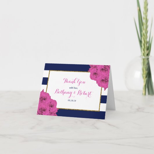Carte De Remerciements La collection de mariage chic moderne luxe Roses r (Devant)