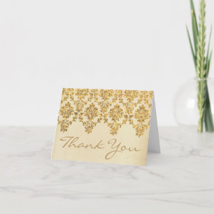 Carte De Remerciements La collection de mariage Vintage Glam Gold Damask