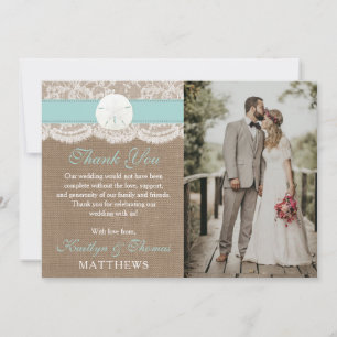 Carte De Remerciements La collection de mariages de plage de sable turquo