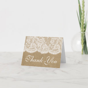 Carte De Remerciements La collection de Mariages Kraft & Lace