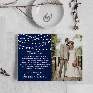 Carte De Remerciements La collection de mariages Navy Blue avec guirlande