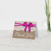 Carte De Remerciements La collection de Mariages Rustic Pink Bow (Devant)
