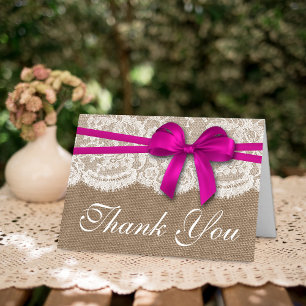 Carte De Remerciements La collection de Mariages Rustic Pink Bow