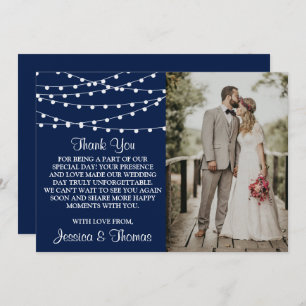 Carte De Remerciements La Collection Mariage Bleu Marine Lights
