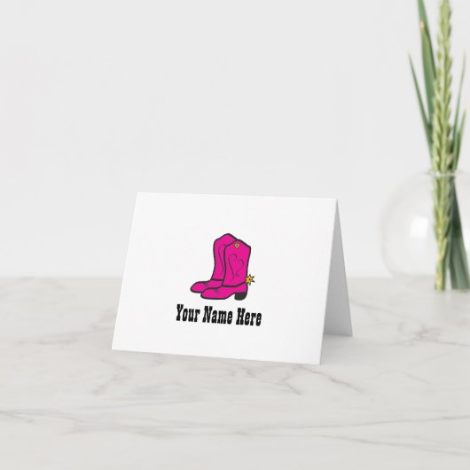 Carte De Remerciements La cow-girl rose initialise des notes (Devant)