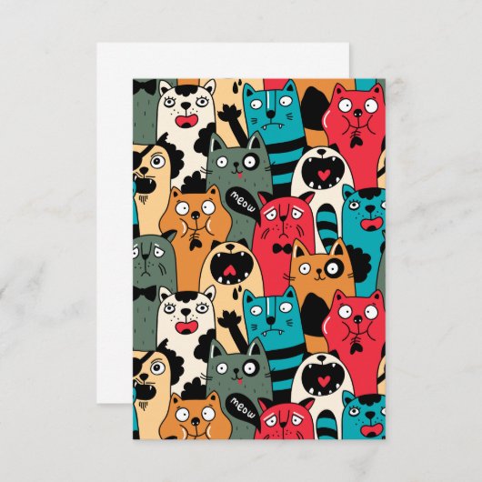 Carte De Remerciements La Crowd of cats (Devant / Derrière)