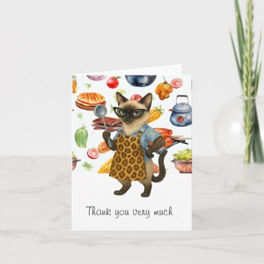 Carte De Remerciements La dame du déjeuner sert de la nourriture (Devant)