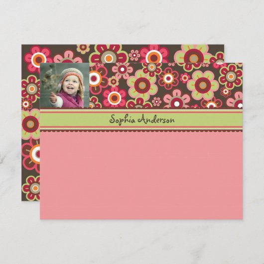 Carte De Remerciements La fleur de marguerites de sucrerie badine le (Devant / Derrière)