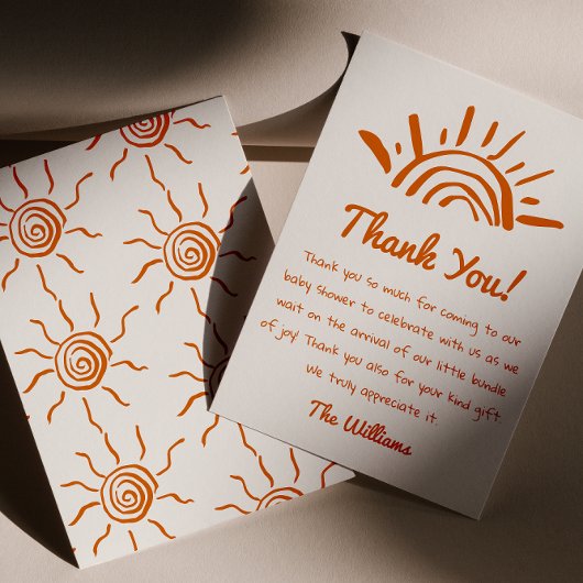 Carte De Remerciements La Main Tirée Ici Vient Le Baby shower Fils