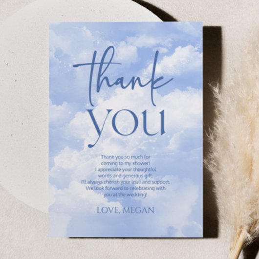 Carte De Remerciements La mariée est sur un nuage 9 tenue de mariage