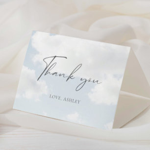 Carte De Remerciements La mariée est sur un nuage 9 tenue de mariage plié