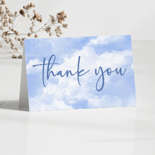 Carte De Remerciements La mariée est sur un nuage bleu pour une baby show
