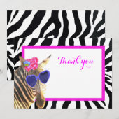 Carte De Remerciements La mode animale de safari mignon de zèbre vous (Devant / Derrière)