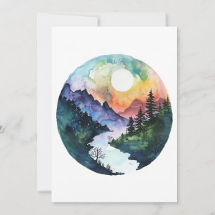 Carte De Remerciements La nature de la Vallée de la Watercolor