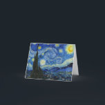 Carte De Remerciements La nuit étoilée par Vincent van Gogh<br><div class="desc">La nuit étoilée,  1889 par Vincent van Gogh. Il représente la vue depuis la fenêtre est de sa chambre d'asile à Saint-Rémy-de-Provence,  juste avant le lever du soleil,  avec l'ajout d'un village imaginaire.</div>