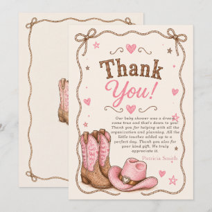Carte De Remerciements La Petite Cowgirl Est En Route Fille Baby Shower