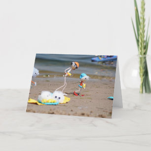 Carte De Remerciements La plage quotidienne des Fubby, avec ses vêtements