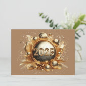 Carte De Remerciements La typographie d'or bonne année 2025 (Debout devant)