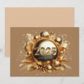Carte De Remerciements La typographie d'or bonne année 2025 (Devant / Derrière)