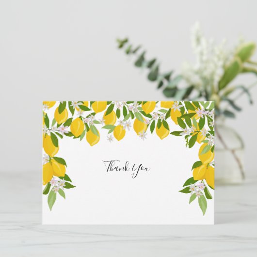 Carte De Remerciements La verdure des fleurs de citron (Debout devant)