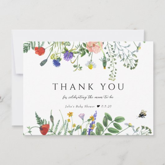 Carte De Remerciements La verdure fleur sauvage | Flore des abeilles | BA (Devant)