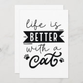 Carte De Remerciements La Vie Est Meilleure Avec Un Chat (Devant / Derrière)