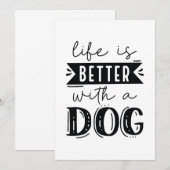 Carte De Remerciements La Vie Est Meilleure Avec Un Chien (Devant / Derrière)