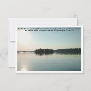 Carte De Remerciements Lac paisible et arbres lointains avec écriture