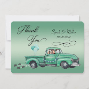 Carte De Remerciements L'adorable berger allemand dans un pick-up Vintage