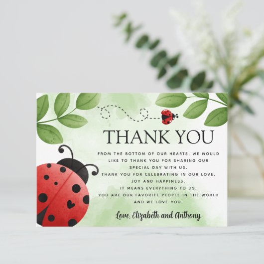 Carte de remerciements Ladybug (Debout devant)