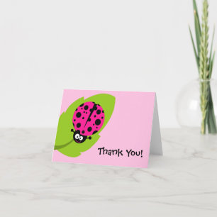 Carte De Remerciements Ladybug rose chaud