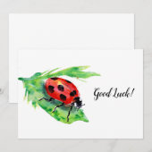 Carte De Remerciements Ladybug sur la feuille verte bonne chance (Devant / Derrière)