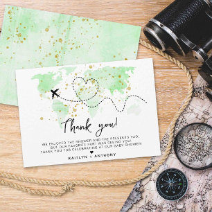 Carte De Remerciements "Laissons Commencer L'Aventure !" Baby shower Cart