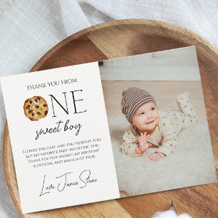 Carte De Remerciements Lait et biscuits Sweet One Boy Anniversaire