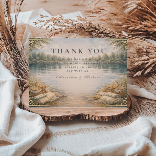 Carte De Remerciements Lake Picnic Forest Elegance Wedding