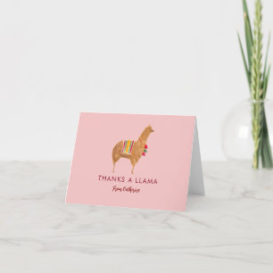 Carte De Remerciements Lama Alpaga Élégant Mignon Animal Illustré à la Ma