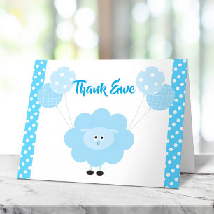 Carte De Remerciements Lamb Turquoise Ballons garçon Baby shower mignonne