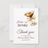 Carte De Remerciements L'amour brasse Bow Espresso Martini Fête des marié (Devant)