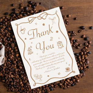 Carte De Remerciements L'amour brasse la Fête des mariées de café