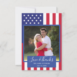 Carte De Remerciements L'amour de mariage remercie la photo patriotique